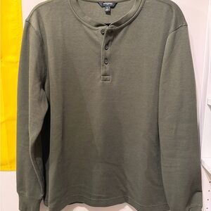 Banana Republic Olive Green Ribbed Henley Long Sleeve